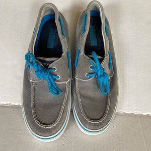 Sperry Top-Sider Canvas Men 9M Gray & Turquoise